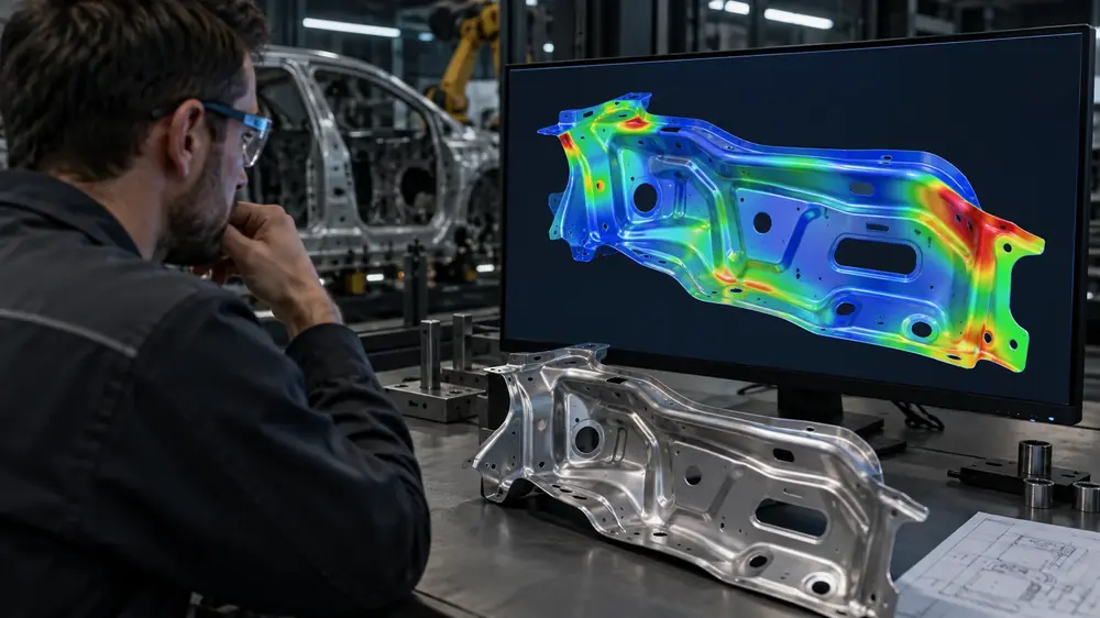 Forming simulation strain map on screen