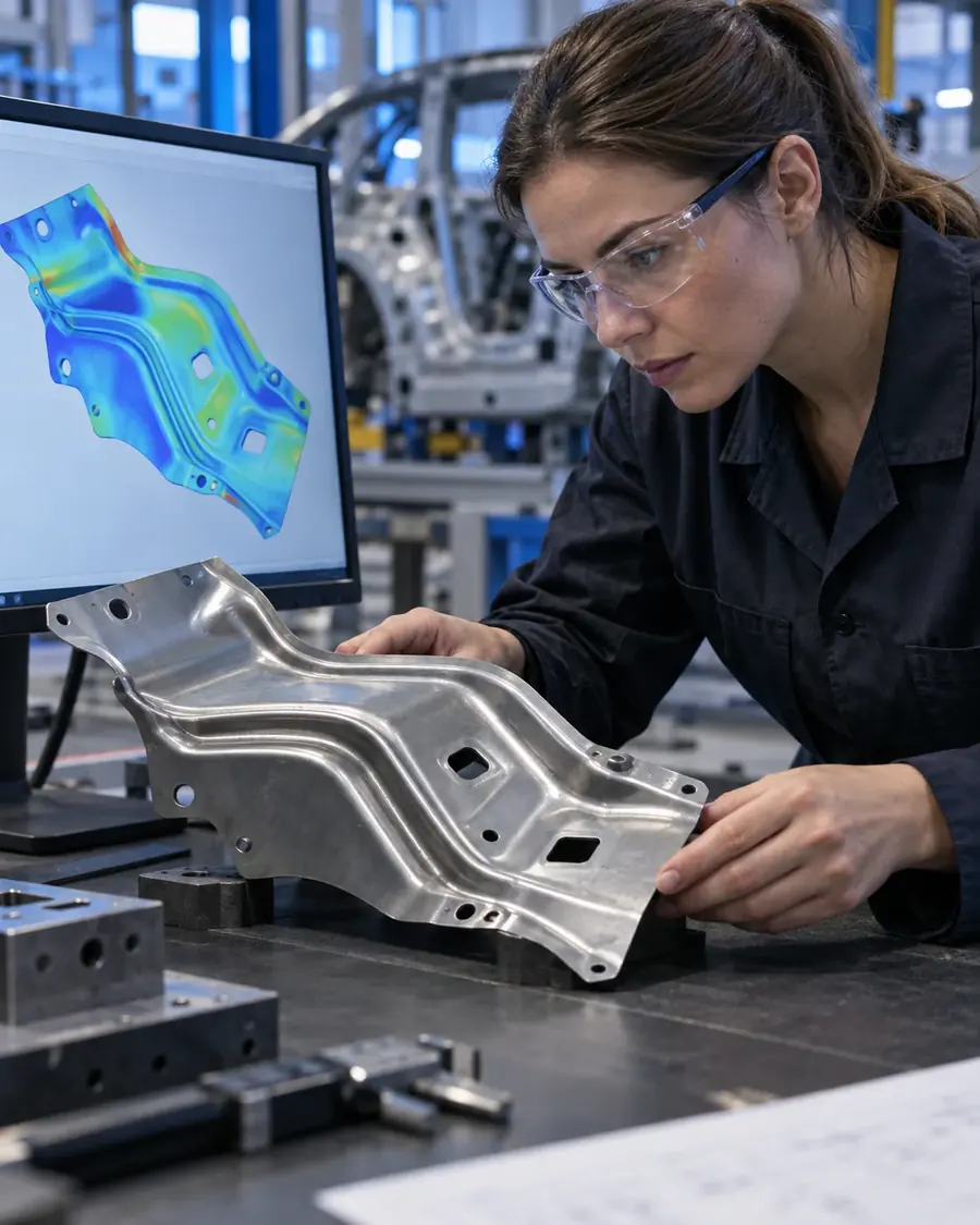 Engineer reviewing a prototype part